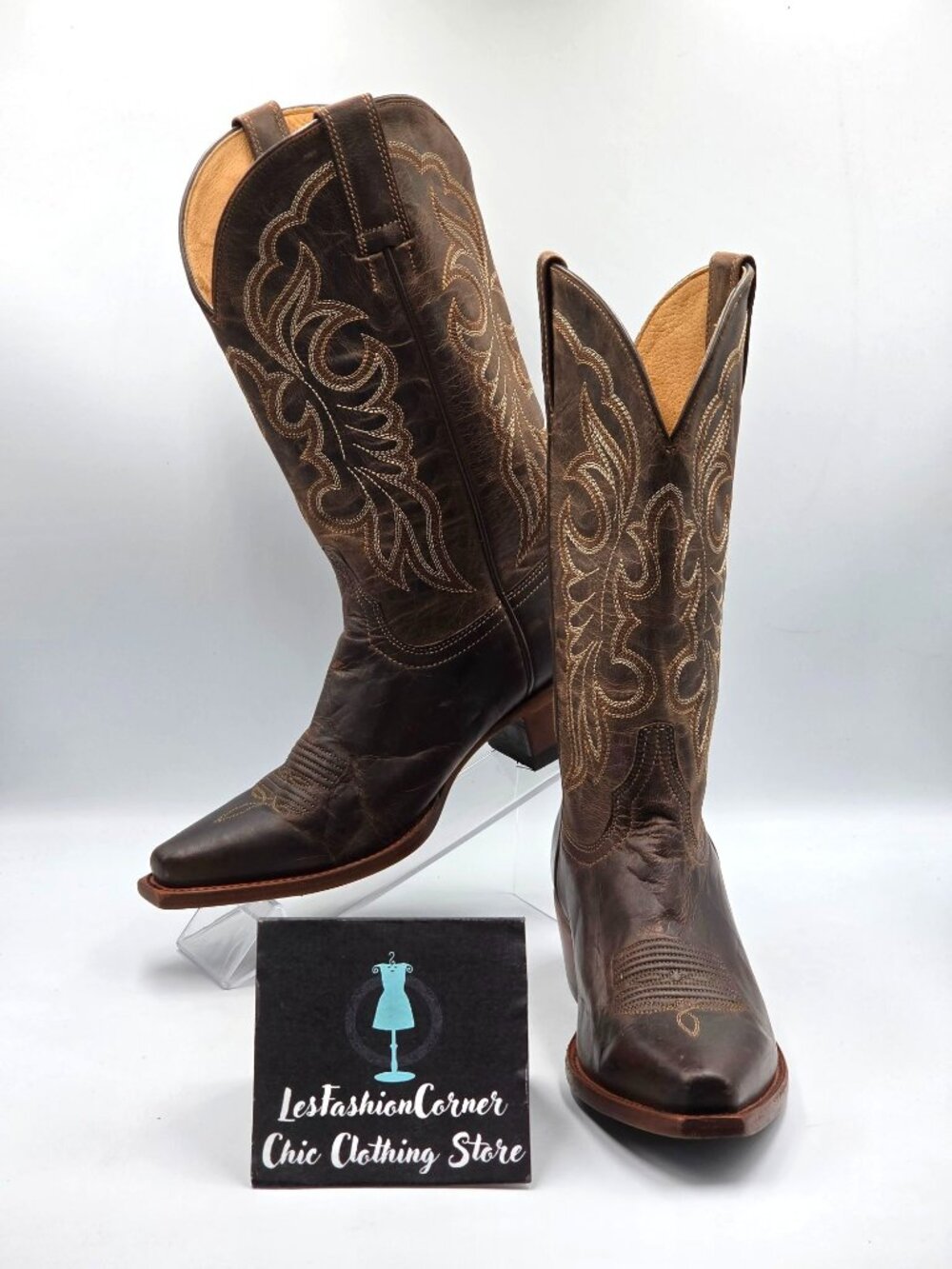 Shyanne Women's Brown Leather Loretta Western Embroidered Boots Size 8M 3816